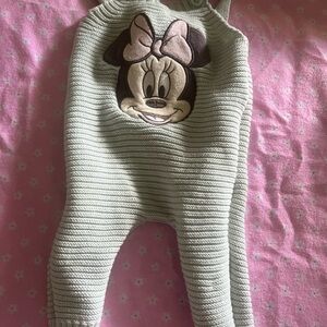 Cute Knit Overalls with Cartoon Character